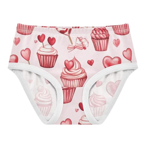 Wusikd Cupcakes Girls' Underwear Cotton Hearts Girls Briefs Soft Toddler Underwear 2T