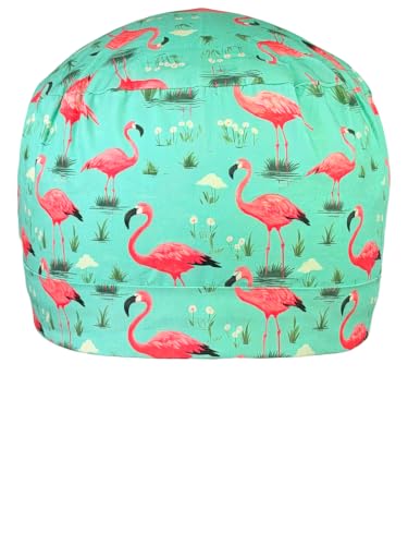Image of Scrub Cap for Women and Men, Ponytail Scrub Caps, Working Hat, Head Cover with Ribbon Ties and Buttons, Long Hair