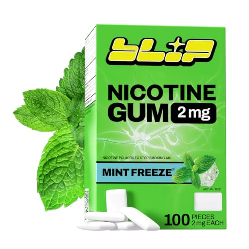 Image of Blip Nicotine Gum 2mg, Mint Freeze Flavor, 100 Count, Quit Smoking Aid | Polacrilex NRT Gum, Smoking Cessation, Nicotine Replacement Therapy, Craving Relief