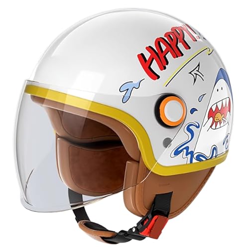 Cascos De Moto Cascos para Niños Cascos De Ciclismo para Niños Cascos De Monopatín para Niños Y Niñas Homologados por La ECE Cascos De Moto Abiertos para Todas Las Estaciones C,(48-54CM)