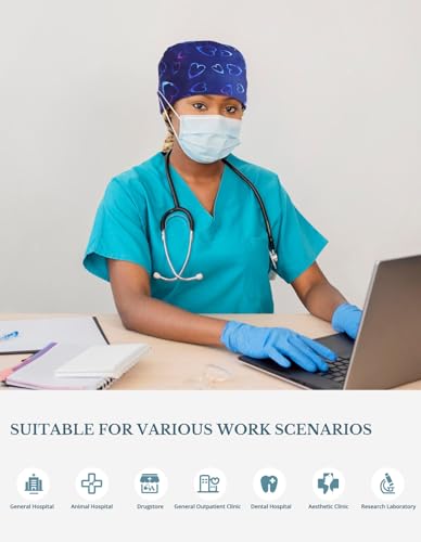 Image of Scrub Caps for Women with Buttons, Classic Surgical Caps