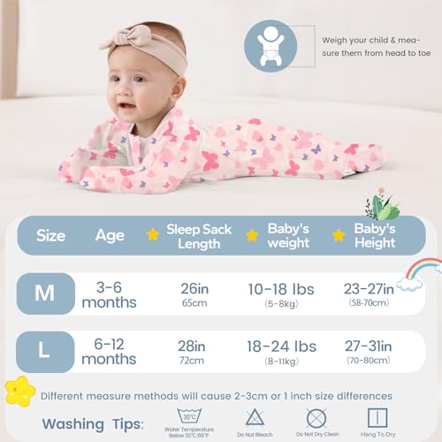 Image of ZIGJOY Swaddle Sleep Sack 6-12 Months, 0.5 Tog Baby Wearable Blanket | Rayon Made From Bamboo, Soft & Cool & High Stretchy. 2-way Zipper for Easy Diaper Changes. Long Sleeves Allow Self-soothing