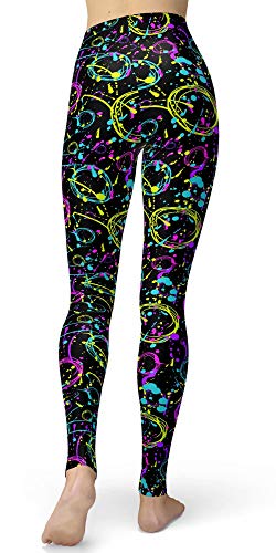 Image of sissycos Women's 80s Leggings Neon Artistic Splash Printed Buttery Soft Stretchy Pants