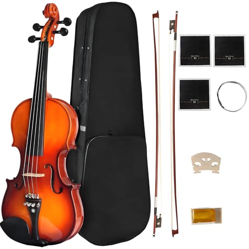 Violin For Beginners, CVN-300 Solidwood Ebony Fitted Violin with Strings, Beginner Starter Violins Kit For Student w/Hard Case, Rosin, Bow, Stringed Musical Instruments, Size 4/4 (Full Size) (4/4)