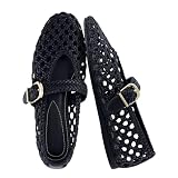 CUSHIONAIRE Wit Hand Woven Womens Flats, Comfortable Mary Jane Ballet Flat with Adjustable Buckle...