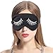 Fitglam Natural Silk Sleep Mask, Cute Sleeping Mask Eye Mask Eye Cover for Travel, Nap, and Meditation, Blindfold with Adjustable Strap for Men, Women, and Kids (Black with Rose Eyelashes)