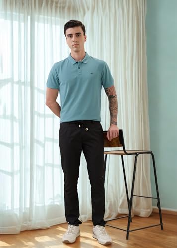 Image of Nostrum Cotton Half Sleeve T-Shirt for Men Boys, Regular Fit, Cherry, Stylish Mens T-Shirts, Polo T Shirt for Man, Collar T Shirts for Men