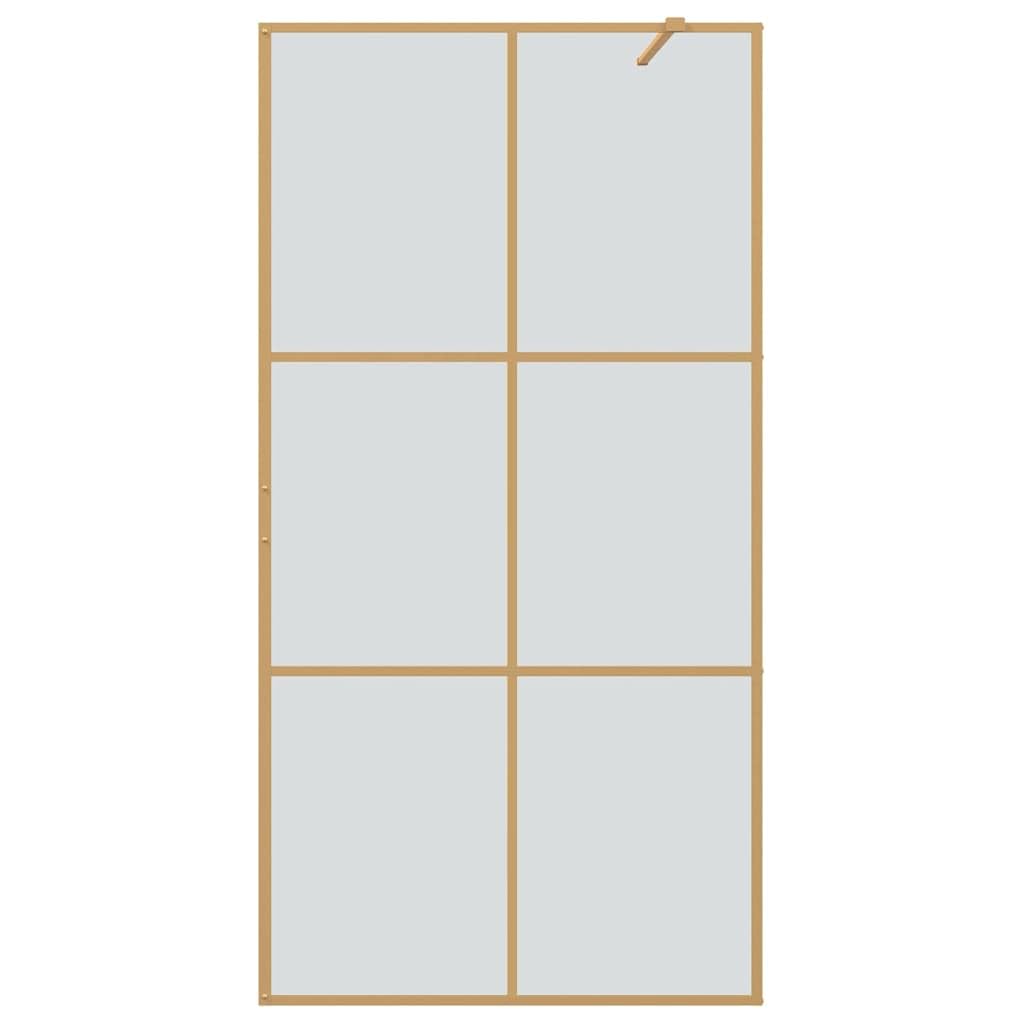 vidaXL Walk-in - Mampara de ducha (cristal templado, 100 x 195 cm), color dorado