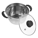 CIYODO Olla de Acero Inoxidable con Doble Asa Cazuela Versátil para Sopa Guisos y Fideos para Inducción y Cocina Gas Interior Pulido Fácil de Limpiar
