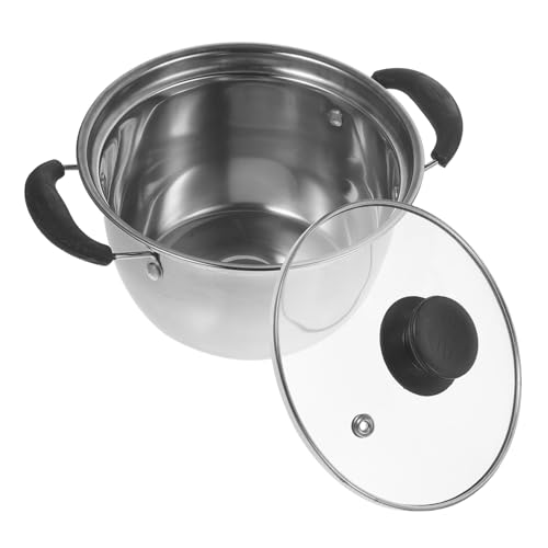 CIYODO Olla de Acero Inoxidable con Doble Asa Cazuela Versátil para Sopa Guisos y Fideos para Inducción y Cocina Gas Interior Pulido Fácil de Limpiar