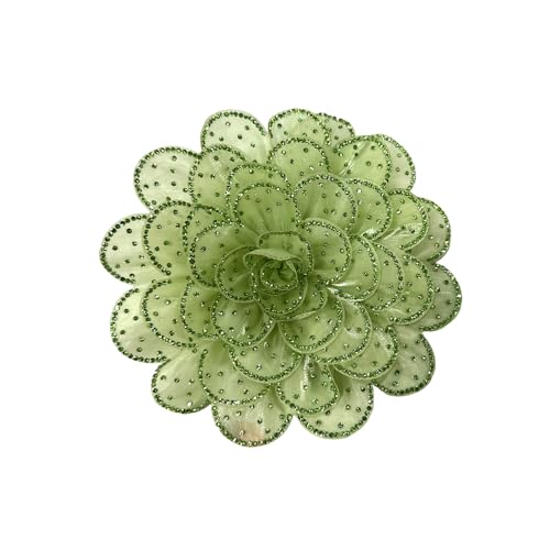Image of Rhinestone Camellia Flower Big Brooch Lapel Pins for Women Fashion Crystal Fabric Floral Brooches Pin for Dresses Suit Accessories Jewelry Boutonniere Corsage Wedding Party 140mm
