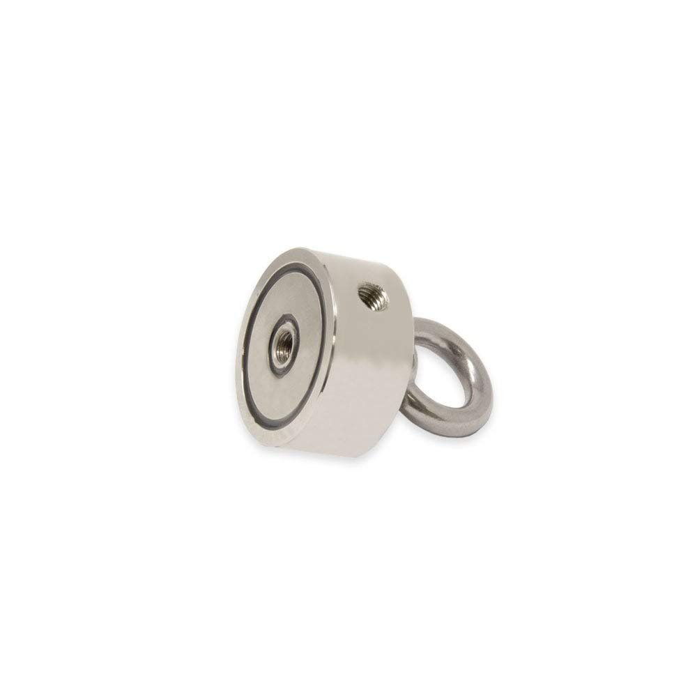 N42 Nagnet Pot Neodymium Con 2X Mo8 Eybolts Per La Pesce Magnet, Rippetco E Treasco Caccia - 48mm Dia x 18mm - 80kg