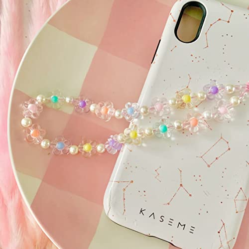 Holaoct Phone Charm,Beaded Phone Chain Strap Colorful And Blue Flower Phone Charms Y2K Phone Keychain Fashion Accessory For Women Girls #TOP4