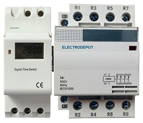 Electrodepot 50 Amp 4 Pole 7 Day, 24 Hrs Programmable Timer 220/240V Control Time Switch