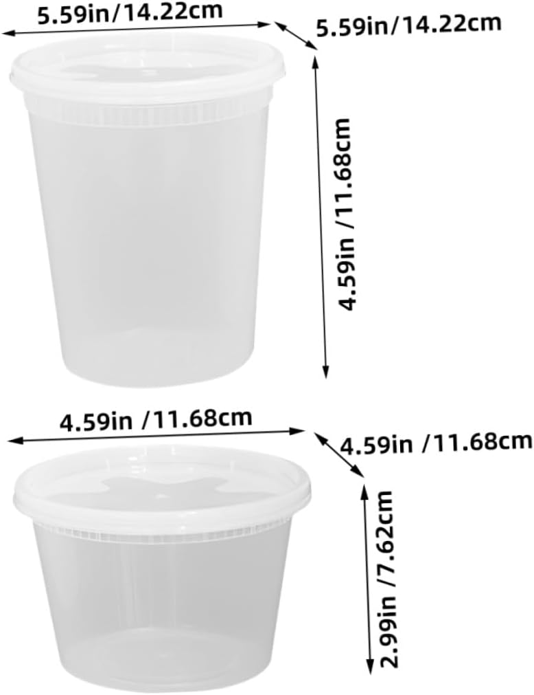 jojofuny 50pcs Disposable Soup Bowls with Lids, 16oz 32oz Portion Cups, High and Low Temperature Resistant Takeout Food Containers for Catering and Meal Prep