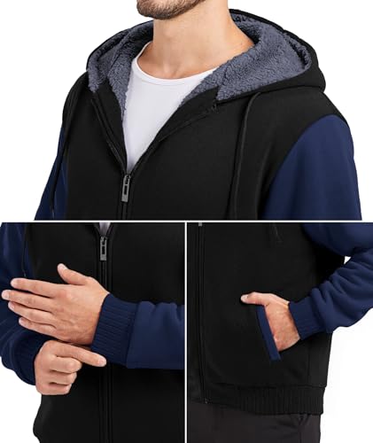 Image of GEEK LIGHTING Men's Fleece-Lined Zip Up Hoodie, Thick Hooded Jacket Winter Warm Athletic Sweatshirt