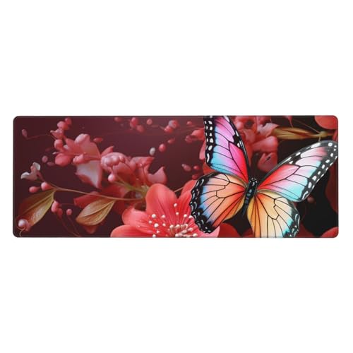 Tapis de souris de jeu antidérapant et long avec motif fleurs