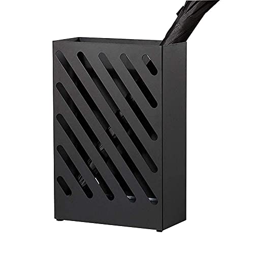 Porte-parapluies noir avec support de vidange et boîte de rangement - 2