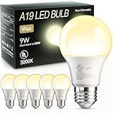 TJOY 6 Pack A19 LED Light Bulbs, 60 Watt Equivalent LED Bulb, Warm White 3000K, Efficient 9W, E26 Standard Base, Non Dimmable Energy Saving Lightbulb, 800LM, 80 CRI, 120V, UL Listed