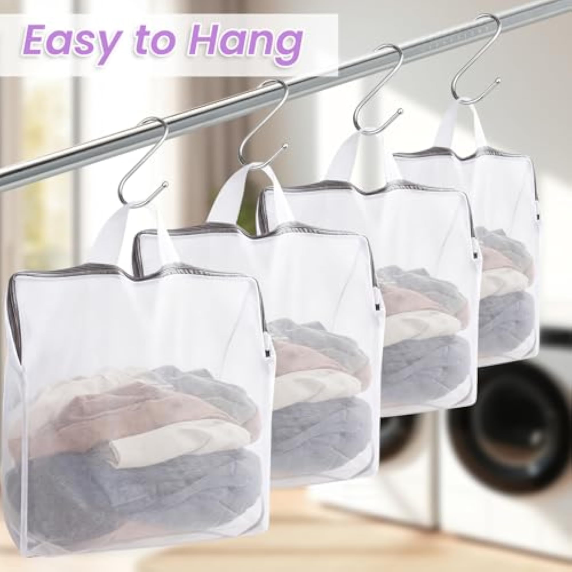 4Pcs Hanging Mesh Laundry Bags for Socks and Delicates