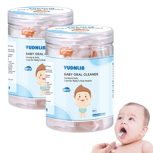 Image of YUDNLIB 96PCS Baby Tongue Cleaner, Disposable Baby Toothbrush Soft Gauze Oral Cleaning Stick Infant Mouth Cleaner for 0-36 Months Newborn Dental Care