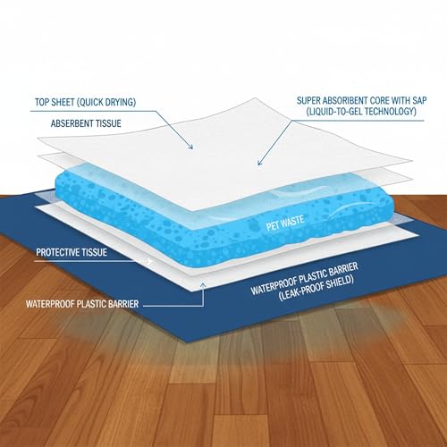 Image of Pet Training Pads for Dogs & Puppies | Super Absorbent Dog & Puppy Pee Pads with Gel Technology | Leak Proof Quick Dry Puppy Training Pads | 60x60 cm | 50 Pack