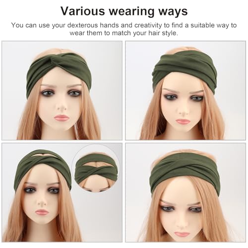 Image of DRESHOW 8 Pack Headbands for Women Yoga Knotted Headbands Elastic Criss Cross Hair Accessories Sports Head Wrap Non Slip