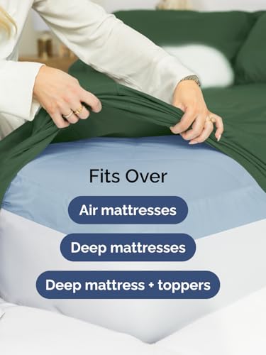 Image of Extra Deep King Sheet Set - 6 Piece Breathable & Cooling - Emerald Green | Hotel Luxury Bed Sheets Set, Easy & Secure Fit, Ultra-Soft, Wrinkle & Fade Free, Comfy Sheets Set with Extra Deep Pockets