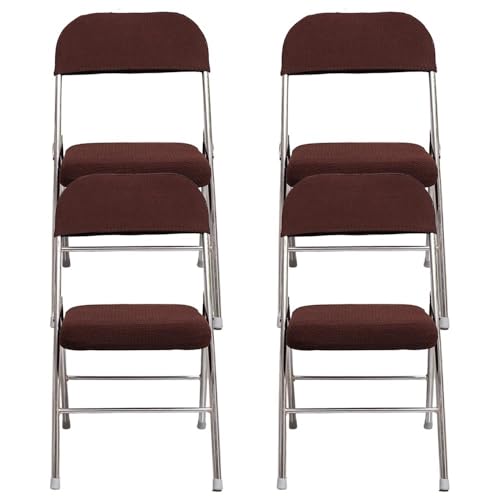 Fundas elásticas para sillas plegables, sillas de oficina y taburetes de bar, 4 fundas elásticas de color café oscuro, protectores de respaldo para reuniones, eventos y fiestas