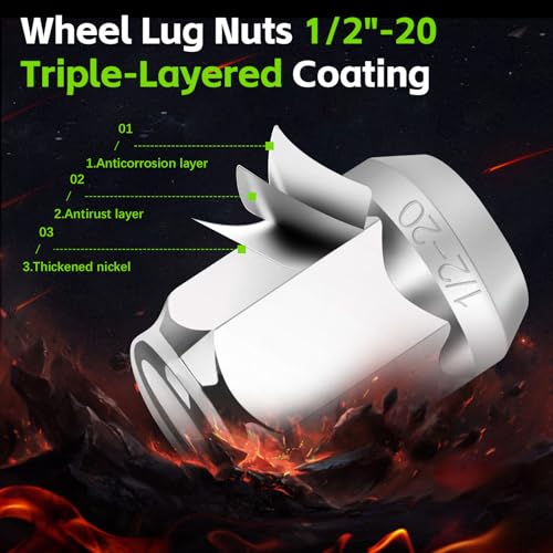 Image of 20PCS Chrome Closed End Bulge Acorn Style Lug Nuts, 1 /2 inch-20 Thread Size - Conical 60 Degree Seat,for Ford Mustang 1964-2014,Ranger 1990-2010,Explorer 1991-2015,F-150 1989-1996