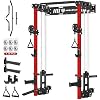 Power Cage, Squat Rack Home Gym, 2000LBs Capacity Wall Mounted Power Rack with Dual Crossover System, Includes 16 attachments for Home Gym