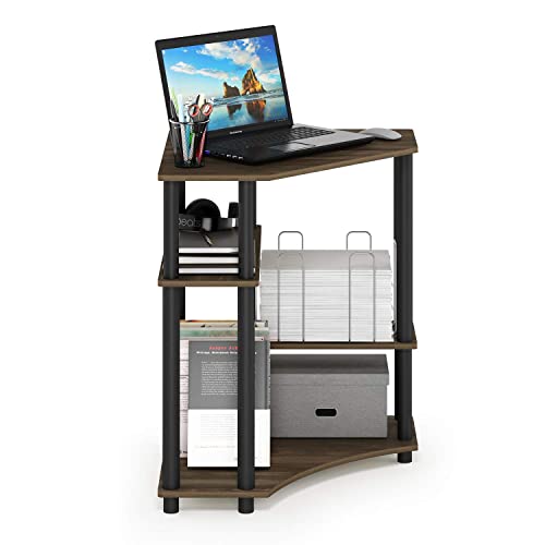 Furinno Turn-N-Tube Space Saving Corner Desk, Columbia Walnut/Black #TOP5