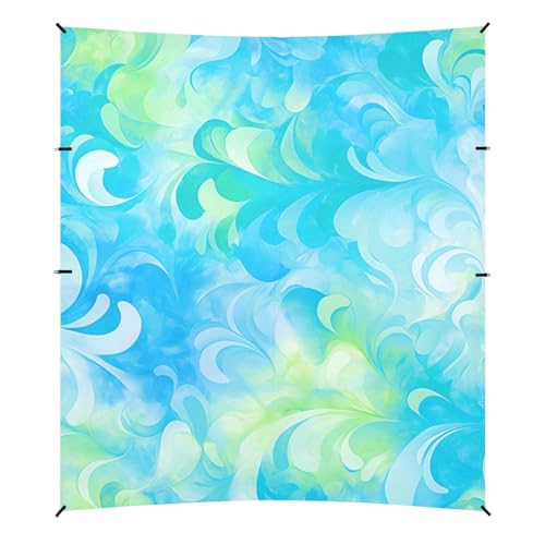 Lightseagreen Tie-dye Background Vibrant Colors and Swirling Patterns Tie-dye Pattern Foldable Beach Cabana UPF50+ Waterproof Portable Sunshade with Sand Pockets for Family Trips, Picnics &
