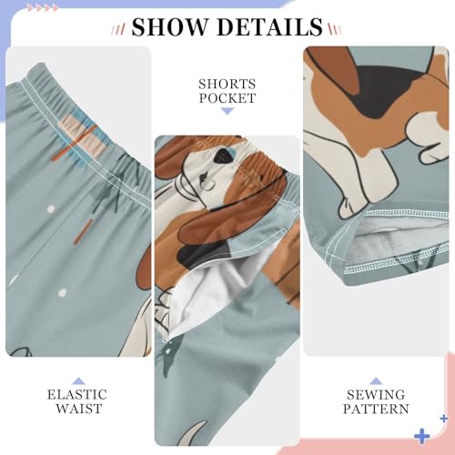 ZZXXB Beagle Xmas Trees Boys Long Pants Soft Trousers Elastic Waist Kids Lounge Bottoms with Pockets S-XL4