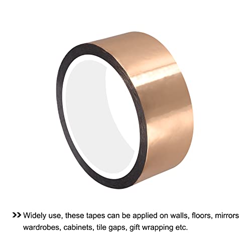 Image of MECCANIXITY Metalized Polyester Film Tape,1.56inch x 54.6yds. Adhesive Mirror Finish Decor Tape for Detailing Accent Wall,Wardrobe Crafts Tape 50m x 40mm,Rose Gold Tone