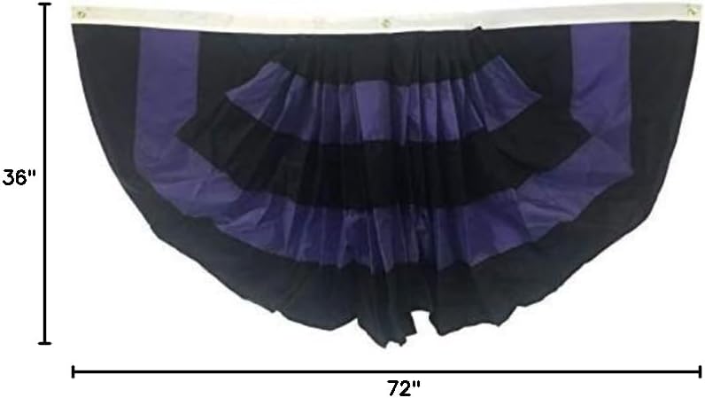 3x6' Pleated Mourning Fan Bunting, Black and Purple, for Funerals & Memorials, All-Weather 200 Denier Nylon Made in USA