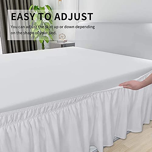 Image of Wrap Around Dust Ruffled Bed Skirt 18 inch Inch Tailored Drop Fade Resistant Brushed Microfiber Bed Skirt -Double Bed | Medium Blue