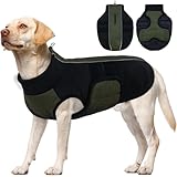 Picture of Kuoser Large Dog Coat, Winter Waterproof Dog Jackets for Large Dogs, Reflective Doggie Vest with Leash Hole, Cold Weather Coats Pet Snow Jacket for Labrador Beagle, Green XXL