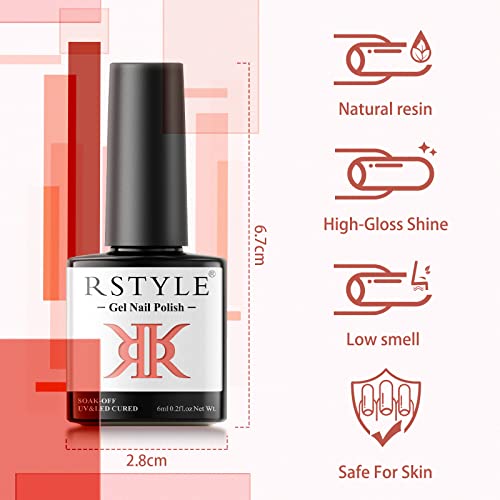 RSTYLE UV Shellac Nagellack Set, 6 Farben Nude Jelly Natur Rosa Pink Schellack Nagellack Gelnägel Shellac Set Soak Off… – Bild 4