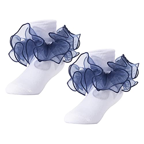 Dicry Girls Socks Double Lace Frilly Ruffle Ripple Turn Cuff