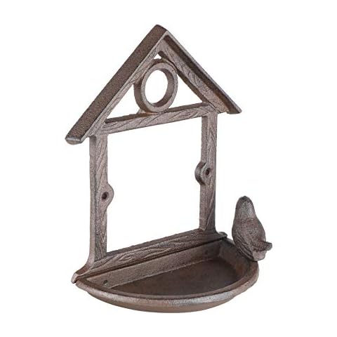 Bambelaa! Cast Iron Bird Bath Garden Bird Bowl Bird Water Bird Bath Food Bowl Water Place Drinking Hanging or Rod (Wall Mounting) Cover