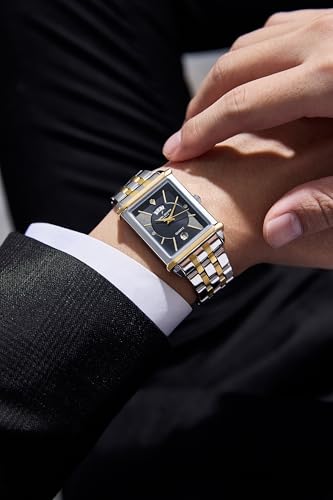 Image of Daniel Hechter Paris Etoile Collection Watch for Men Analog Watch - Rectangular Dial with Day & Date Display, Stainless Steel Strap, Quartz Movement