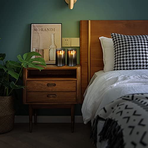 Nurada 3"X5"Flickering Flameless Candles: Unbreakable Glass Battery Operated Led Pillar Candles - Acrylic Battery Candles With Remote And Timer & Gray (Gray, 3" X5''5") #TOP3