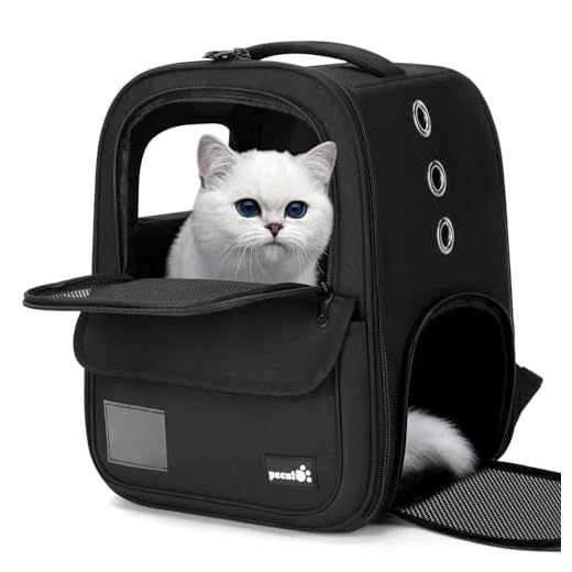 Pecute Mochila Transportadora para Gatos Negro - Trasportines para Perro Pequeño - Mochila Bolsa portátil y Plegable para Pequeñas Mascotas de Viaje - Transporte Cómodo y Seguro