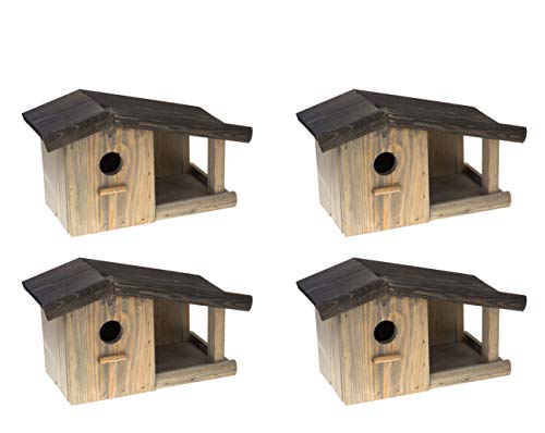 MAZUR International 4 x Nistkasten Natur für Blaumeisen & kleine Meisenarten aus Holz -wetterfest, Vogelhaus für Meisen…