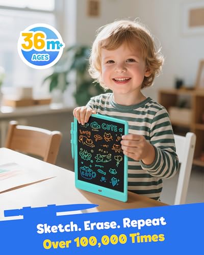 Image of TEKFUN Kids Toys 10Inch LCD Writing Tablet, Mess Free Coloring Doodle Board, Drawing Pad for Kids Games Educational Toys for Ages 3-10 Girls Boys (Green) (Pack of 2)