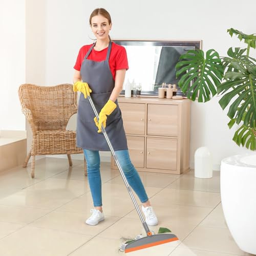 Image of Multifunction Silicone Broom, 54 Inch Long Handle Silicone Floor Squeegee Broom, Sweep and Scrape 2 in 1 Household Cleaning Rubber Broom for Floor, Bathrooms, Kitchens, Showers, Tile, Pet Hair, Glass