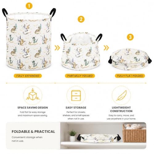 Image of Large Laundry Basket Canvas Storage Bins Baby Nursery Hamper for Boys and Girls Toy Box Gift Baskets for Home,Office,Home Decor