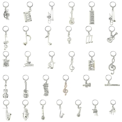 Gythara 62 pcs 31 Style Tibetan Style Instrument Theme Alloy Stitch Markers Guitar Piano Music Saxophone Leverback Earring for Knitting Crocheting DIY Jewelry Craft Bag Decoration