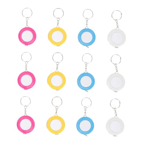 BAZEITFLOW 12個 糖果色キーチェーン付き 軽量ボディメジャーテープ ウエスト衣類測定用携帯可能コンパクト ランダムカラー ランダムカラー